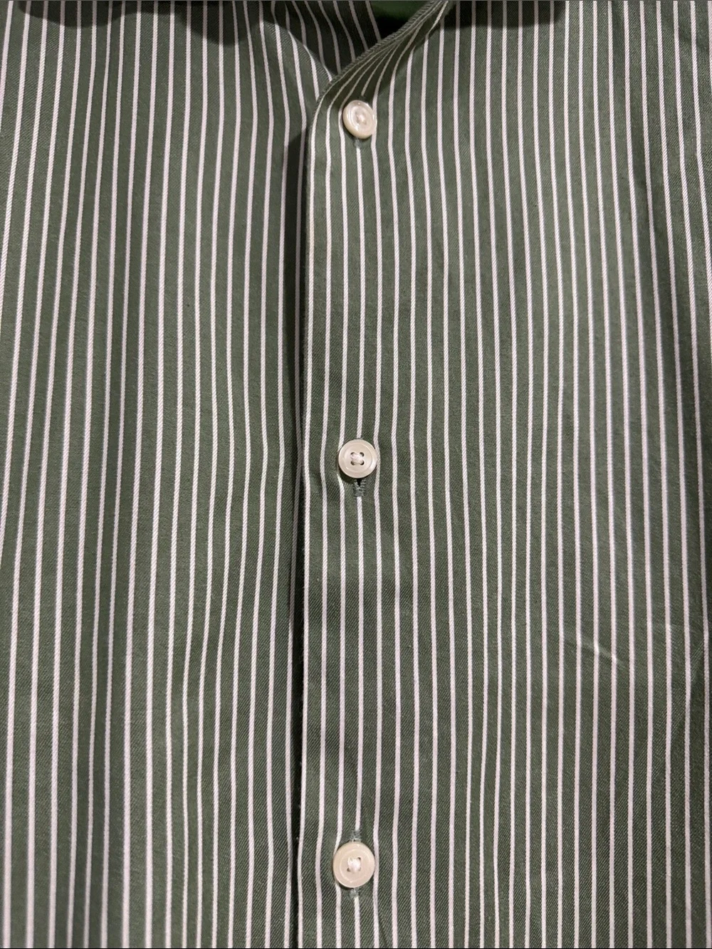 Banana Republic Olive Green Vertical-Stripe Dress Shirt